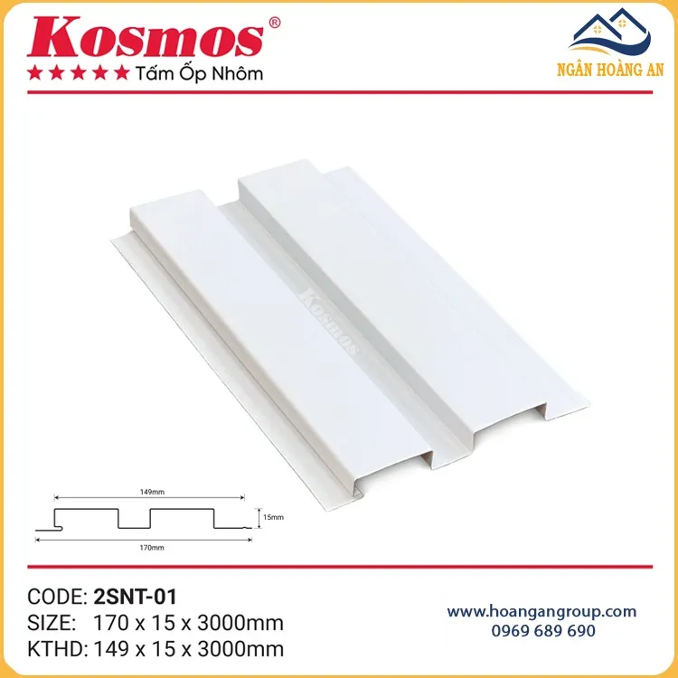 Trần Nhôm Lam 2 Sóng Thấp Kosmos 2SNT-01 Màu Trắng