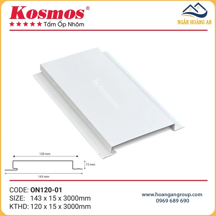 Trần Nhôm Phẳng Kosmos ON120-01 Trắng Trần Nhôm Phẳng Kosmos ON120-01 Trắng