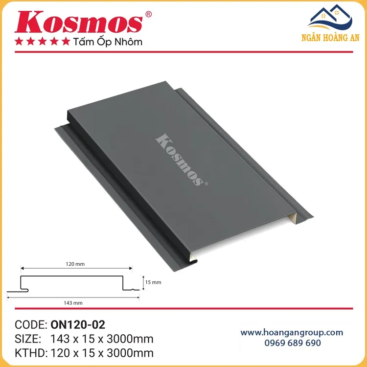 Trần Nhôm Phẳng Kosmos ON120-02 Xám Trần Nhôm Phẳng Kosmos ON120-02 Xám