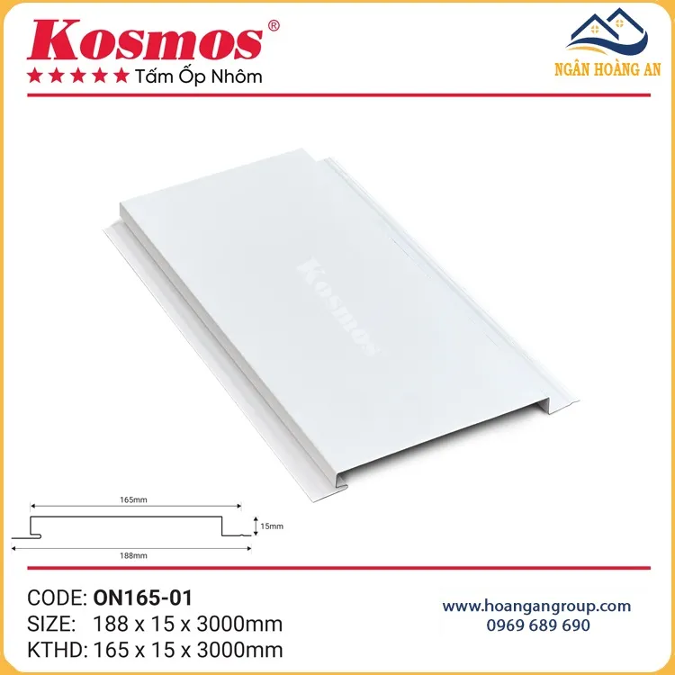 Trần Nhôm Phẳng Kosmos ON165-01 Trắng