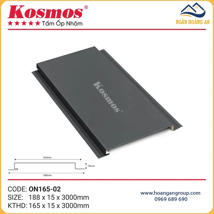 Trần Nhôm Phẳng Kosmos ON165-02 Xám Trần Nhôm Phẳng Kosmos ON165-02 Xám