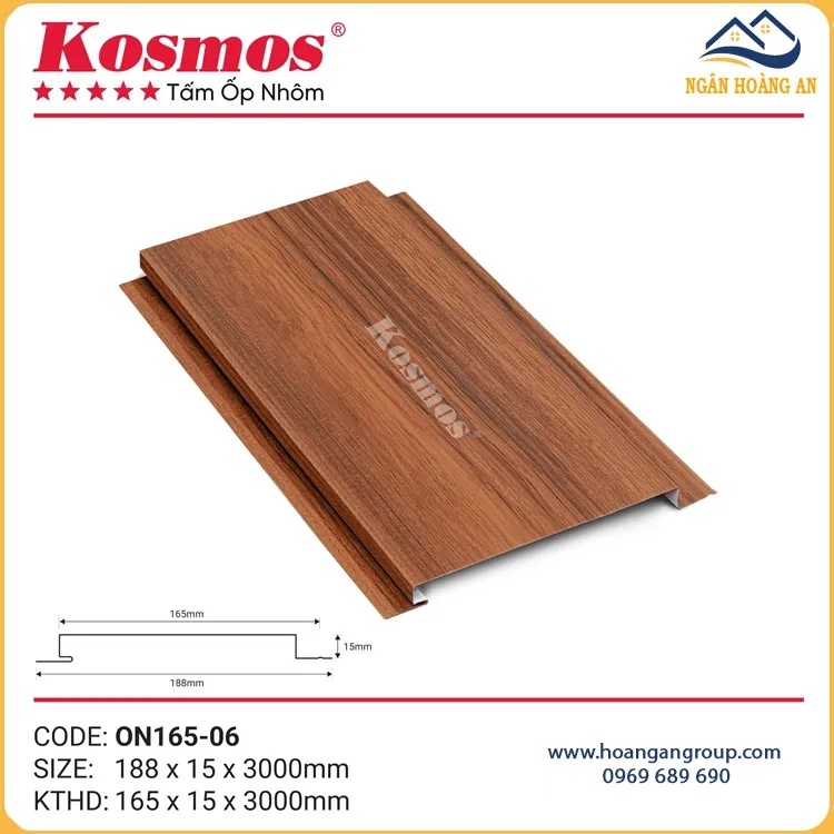 Trần Nhôm Phẳng Kosmos ON165-06 Nâu Đỏ