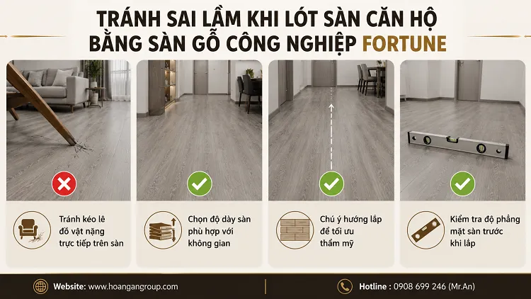 Tránh Sai Lầm Khi Lót Sàn Căn Hộ Sàn Gỗ Công Nghiệp Fortune 