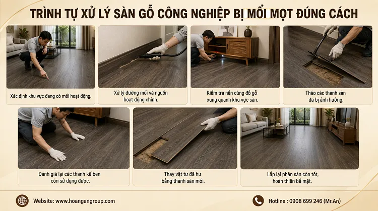 Trình Tự Xử Lý Sàn Gỗ Công Nghiệp Bị Mối Mọt Đúng Cách Trình Tự Xử Lý Sàn Gỗ Công Nghiệp Bị Mối Mọt Đúng Cách