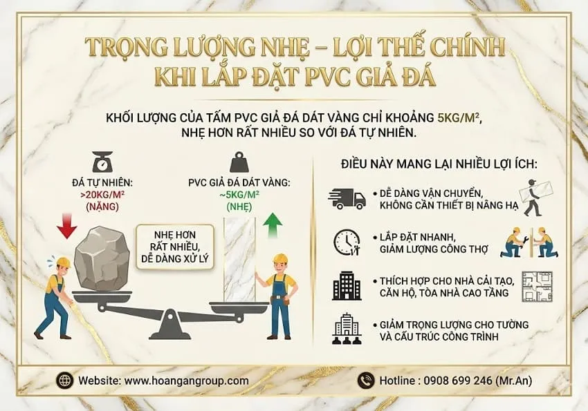 Trọng Lượng Nhẹ – Lợi Thế Chính Khi Lắp Đặt PVC Giả Đá Trọng Lượng Nhẹ – Lợi Thế Chính Khi Lắp Đặt PVC Giả Đá