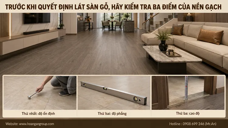 Trước Khi Quyết Định Lát Sàn Gỗ, Hãy Kiểm Tra Ba Điểm Của Nền Gạch