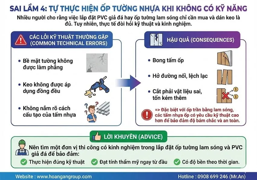 Sai Lầm 4: Tự Thực Hiện Ốp Tường Nhựa Khi Không Có Kỹ Năng Sai Lầm 4: Tự Thực Hiện Ốp Tường Nhựa Khi Không Có Kỹ Năng