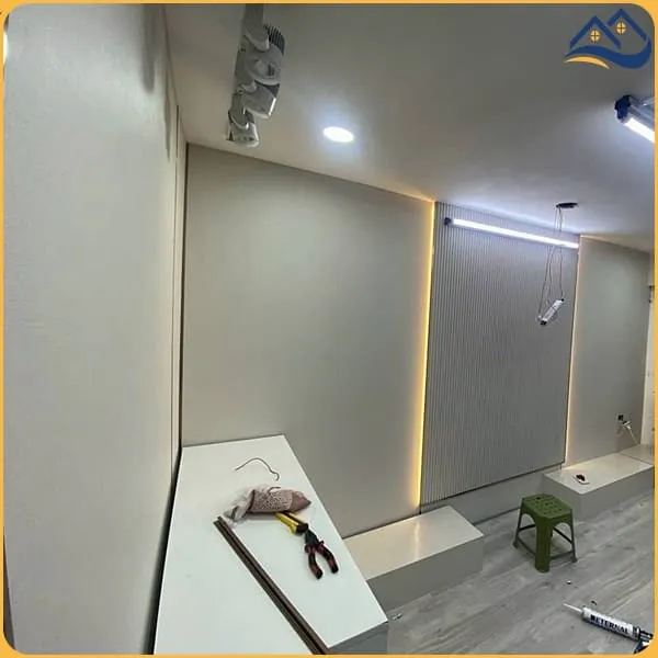 Ứng Dụng Ốp Tường Tấm Ốp Đa Năng Sợi Than Tre Kosmos Vân Vải