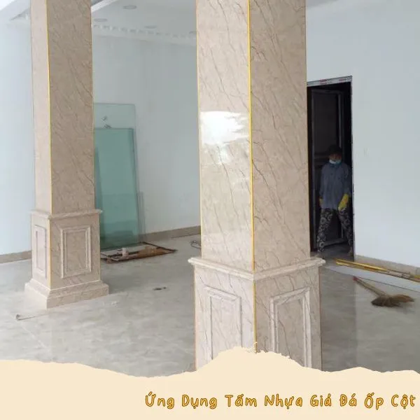 Tấm Nhựa PVC Giả Đá Ứng Dụng Ốp Cột Tại Quận 9 TPHCM
