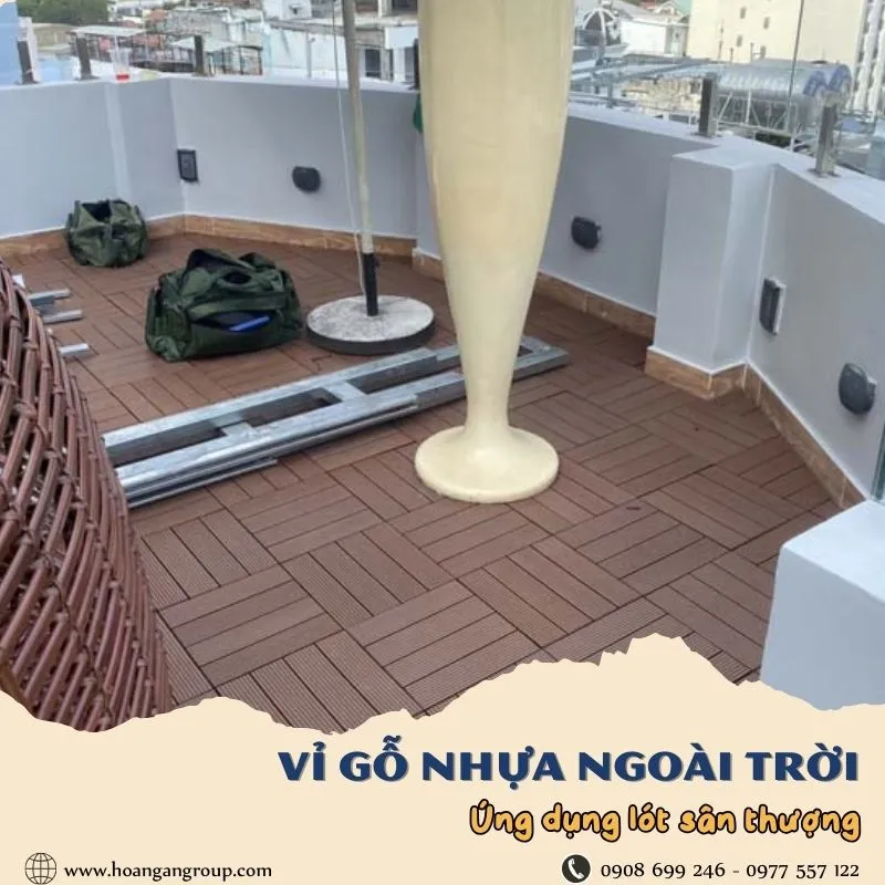 Vỉ Gỗ Nhựa Ngoài Trời Ứng Dụng Lót Sàn Sân Thượng