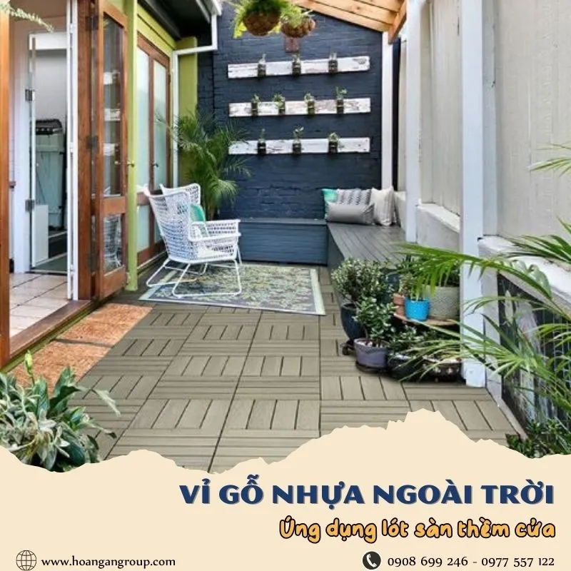 Ứng Dụng Vỉ Gỗ Nhựa Trang Trí Cho Thềm Cửa Ra Vào