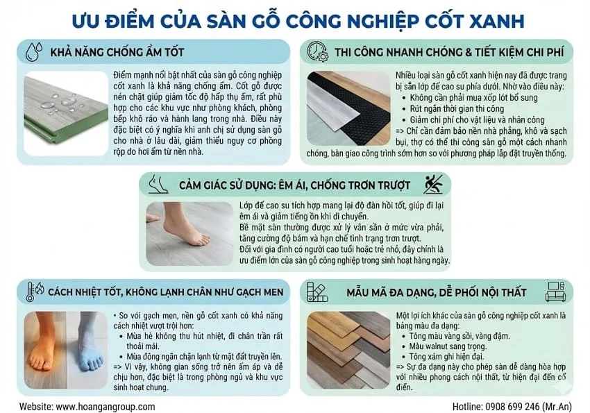 Ưu Điểm Của Sàn Gỗ Công Nghiệp Cốt Xanh Ưu Điểm Của Sàn Gỗ Công Nghiệp Cốt Xanh
