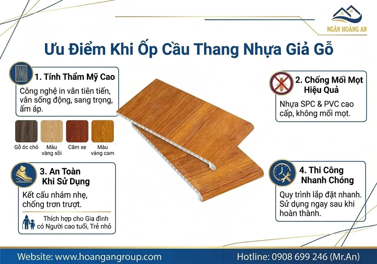 Ưu Điểm Khi Ốp Cầu Thang Nhựa Giả Gỗ