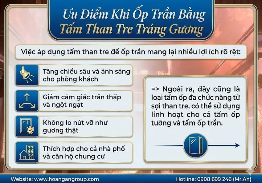Ưu Điểm Khi Ốp Trần Bằng Tấm Than Tre Tráng Gương