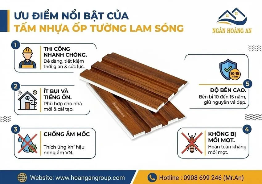 Ưu Điểm Nổi Bật Của Tấm Nhựa Ốp Tường Lam Sóng