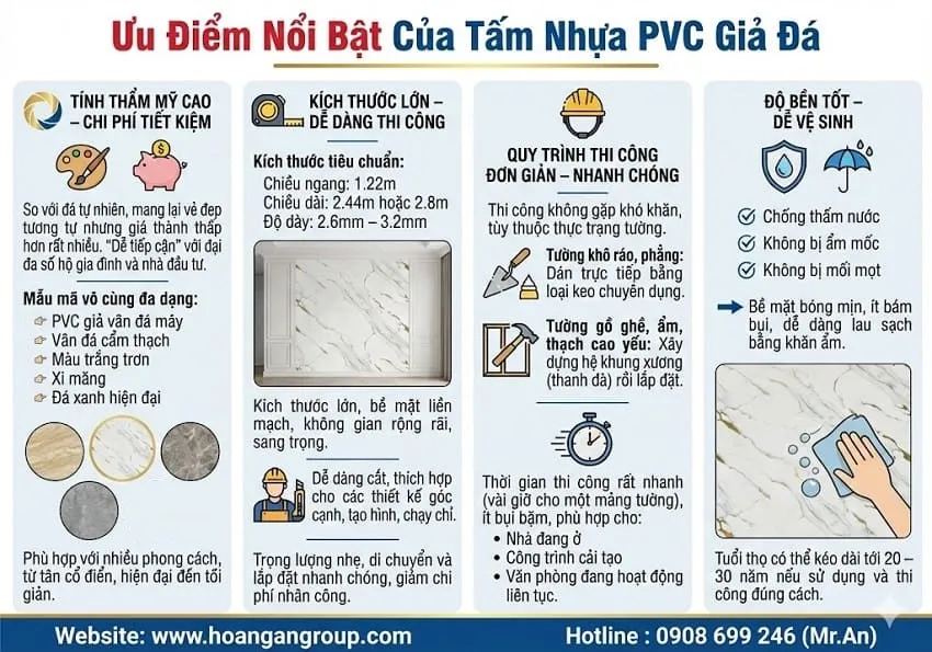 Ưu Điểm Nổi Bật Của Tấm Nhựa PVC Giả Đá