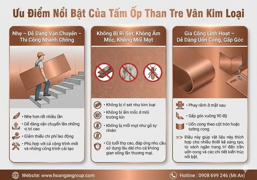 Ưu Điểm Nổi Bật Của Tấm Ốp Than Tre Vân Kim Loại Ưu Điểm Nổi Bật Của Tấm Ốp Than Tre Vân Kim Loại