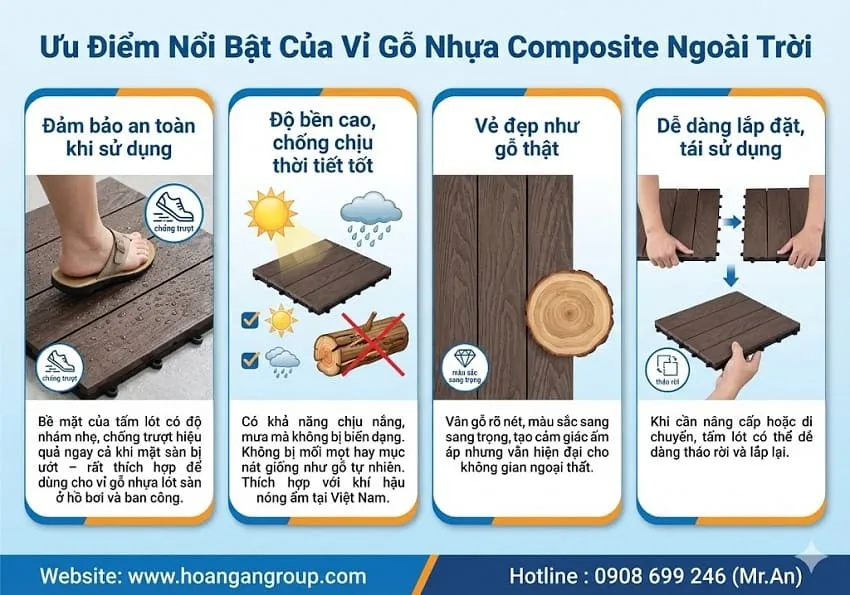 Ưu Điểm Nổi Bật Của Vỉ Gỗ Nhựa Composite Ngoài Trời