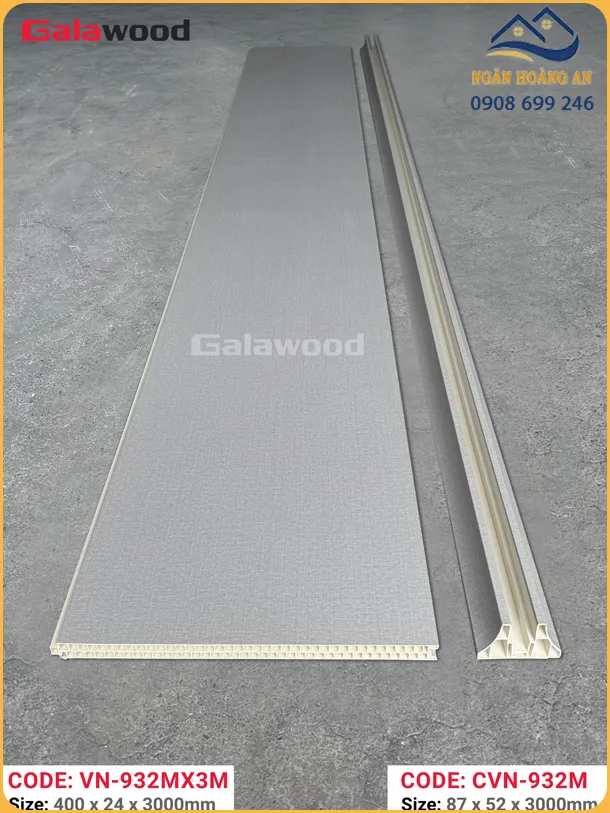 Vách Ngăn Hai Mặt PVC Galawood 24mm VN-932MX3M Vân Vải Xám Vách Ngăn Hai Mặt PVC Galawood 24mm VN-932MX3M Vân Vải Xám
