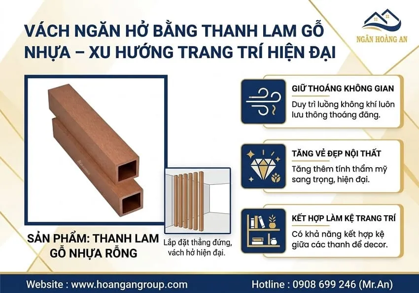 Vách Ngăn Hở Bằng Thanh Lam Gỗ Nhựa – Xu Hướng Trang Trí Hiện Đại