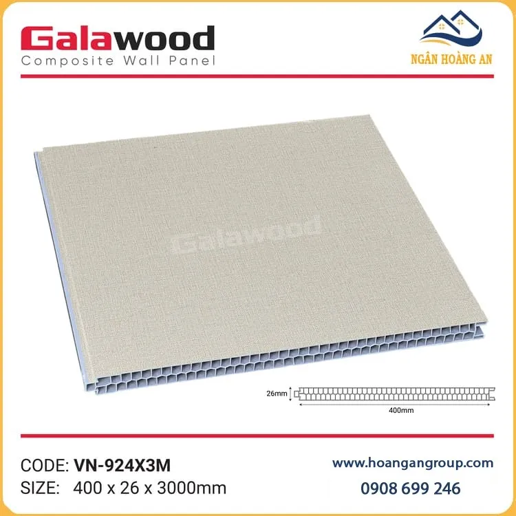 Vách Ngăn Nhựa Giả Gỗ PVC Ngăn Phòng Ngủ Galawood VN-924X3M