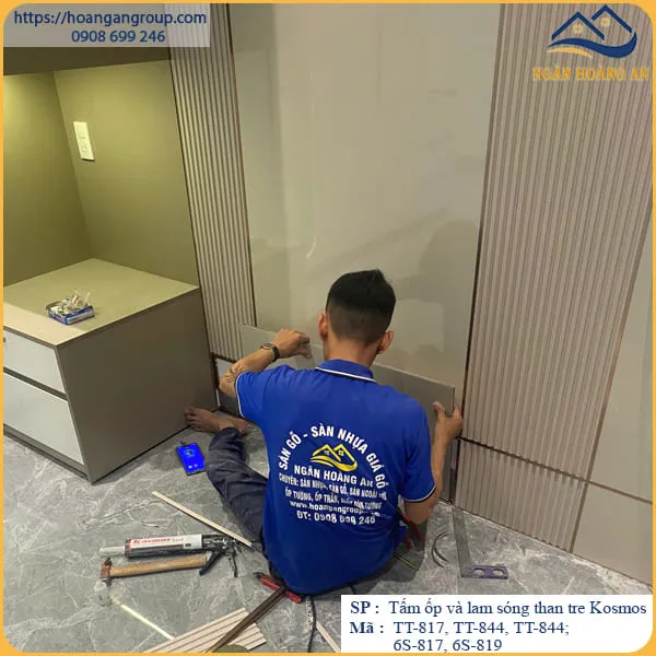 Ốp Vách Phòng Ngủ Bằng Tấm Ốp Than Tre Kosmos Tại Long Thành Đồng Nai
