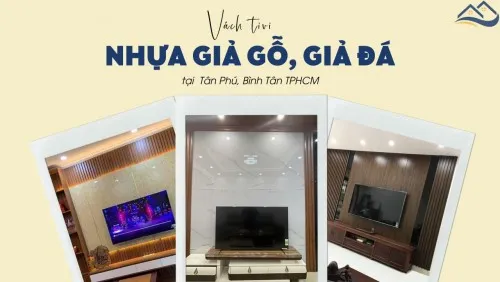 Vách Tivi Nhựa Giả Gỗ, Giả Đá Siêu Đẹp Tại Tân Phú, Bình Tân TPHCM