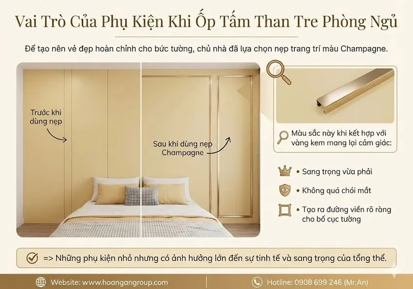 Vai Trò Của Phụ Kiện Khi Ốp Tấm Than Tre Phòng Ngủ