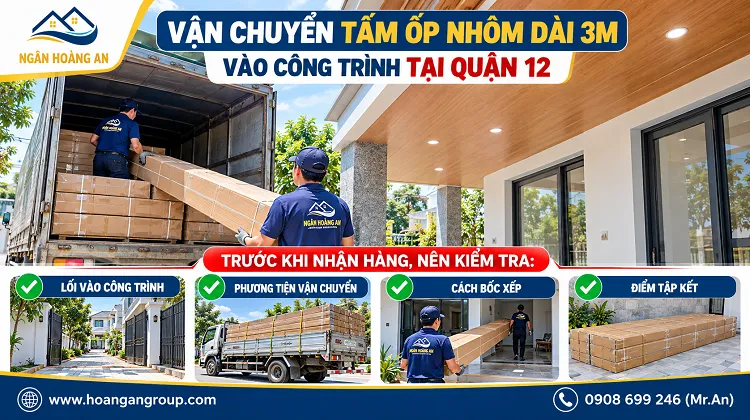 Vận Chuyển Tấm Ốp Nhôm Dài 3m Vào Công Trình Tại Quận 12 Vận Chuyển Tấm Ốp Nhôm Dài 3m Vào Công Trình Tại Quận 12