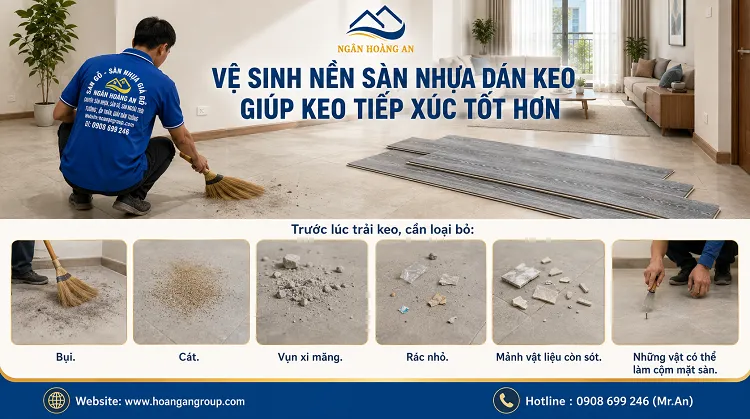 Vệ Sinh Nền Sàn Nhựa Dán Keo Giúp Keo Tiếp Xúc Tốt Hơn Vệ Sinh Nền Sàn Nhựa Dán Keo Giúp Keo Tiếp Xúc Tốt Hơn