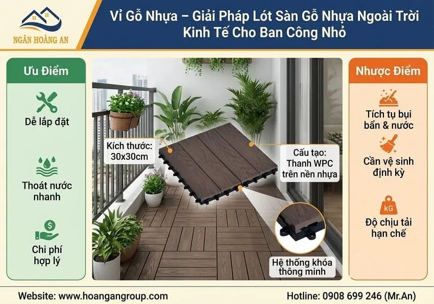 Vỉ Gỗ Nhựa – Giải Pháp Lót Sàn Gỗ Nhựa Ngoài Trời Kinh Tế Cho Ban Công Nhỏ