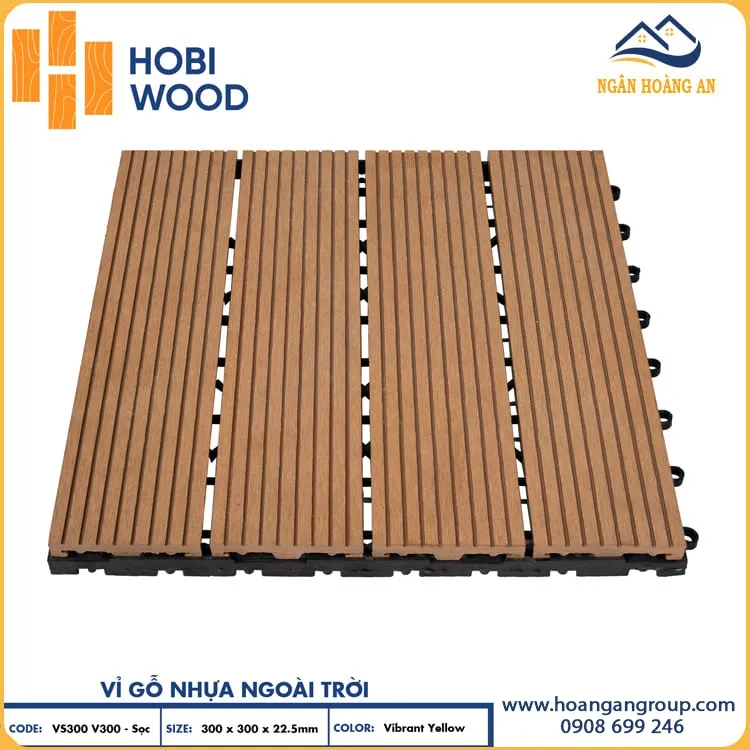 Vỉ Gỗ Nhựa Lót Ban Công Ngoài Trời Vân Sọc Hobiwood Vibrant Yellow