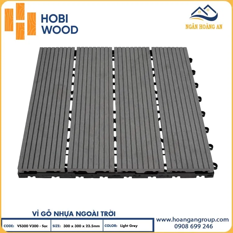 Vỉ Gỗ Nhựa Lót Sàn Hồ Bơi Vân Sọc Hobiwood Light Grey Vỉ Gỗ Nhựa Lót Sàn Hồ Bơi Vân Sọc Hobiwood Light Grey