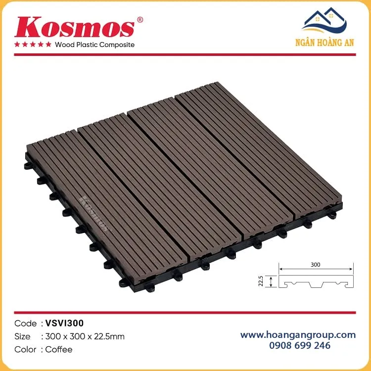 Vỉ Gỗ Nhựa Lót Sàn Hồ Bơi Vân Sọc Kosmos VSVI300 Coffee Vỉ Gỗ Nhựa Lót Sàn Hồ Bơi Vân Sọc Kosmos VSVI300 Coffee