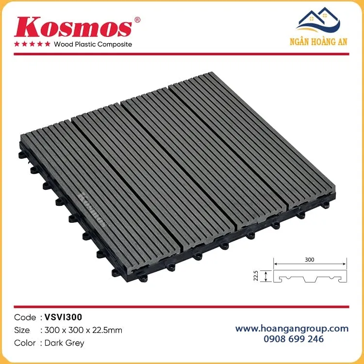 Vỉ Gỗ Nhựa Lót Sàn Ngoài Trời Vân Sọc Kosmos VSVI300 Dark Grey Vỉ Gỗ Nhựa Lót Sàn Ngoài Trời Vân Sọc Kosmos VSVI300 Dark Grey