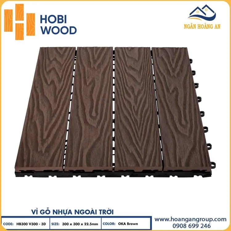 Vỉ Gỗ Nhựa Ngoài Trời Composite Hobiwood Vân 3D-Oka Brown Vỉ Gỗ Nhựa Ngoài Trời Composite Hobiwood Vân 3D-Oka Brown