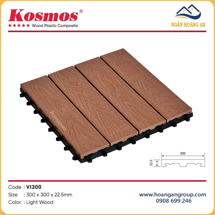 Vỉ Gỗ Nhựa Ngoài Trời Composite Kosmos VI300-Light Wood