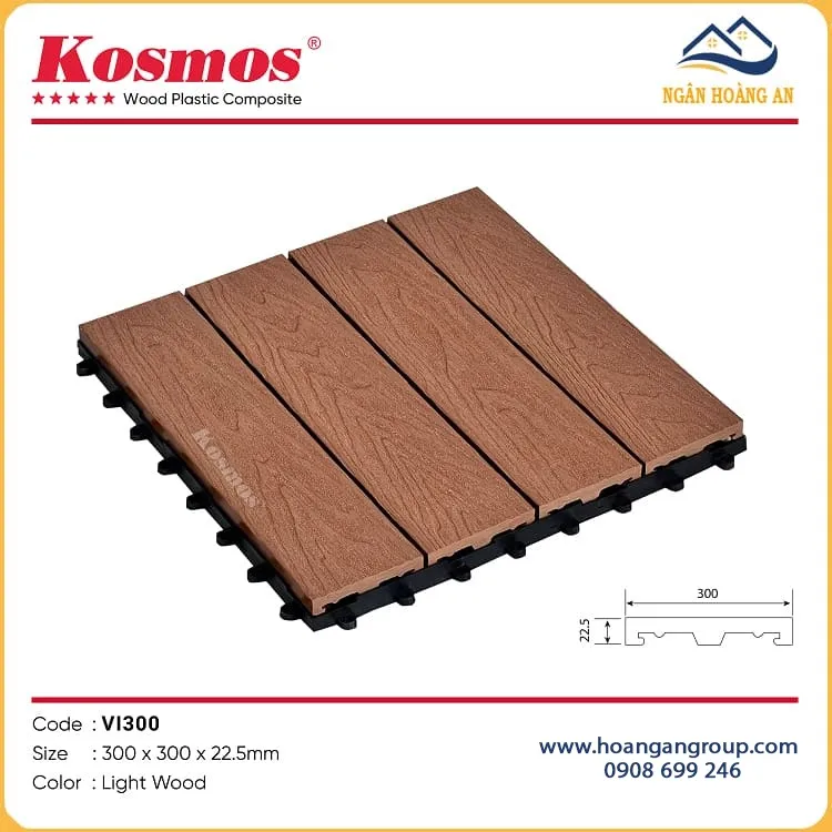 Vỉ Gỗ Nhựa Ngoài Trời Composite Kosmos VI300-Light Wood Vỉ Gỗ Nhựa Ngoài Trời Composite Kosmos VI300-Light Wood