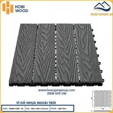 Vỉ Gỗ Nhựa Ngoài Trời Hobi Wood Vân 3D Light Grey