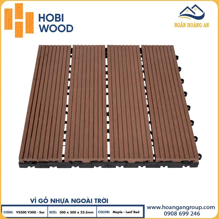Vỉ Lót Sàn Gỗ Nhựa Ngoài Trời Vân Sọc Hobiwood Maple Leaf Red Vỉ Lót Sàn Gỗ Nhựa Ngoài Trời Vân Sọc Hobiwood Maple Leaf Red