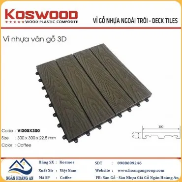 Vỉ Gỗ Nhựa Ngoài Trời Kosmos Vân 3D Coffee