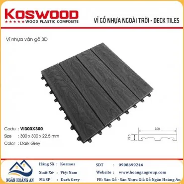 Vỉ Gỗ Nhựa Ngoài Trời Kosmos Vân 3D Dark Grey