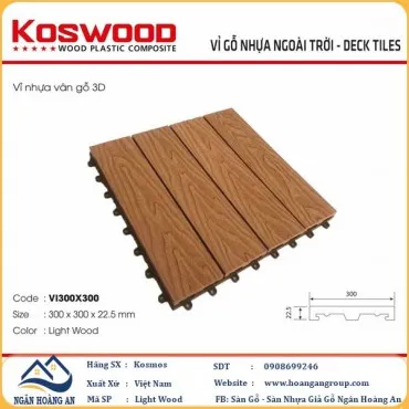 Vỉ Gỗ Nhựa Ngoài Trời Kosmos Vân 3D Light Wood