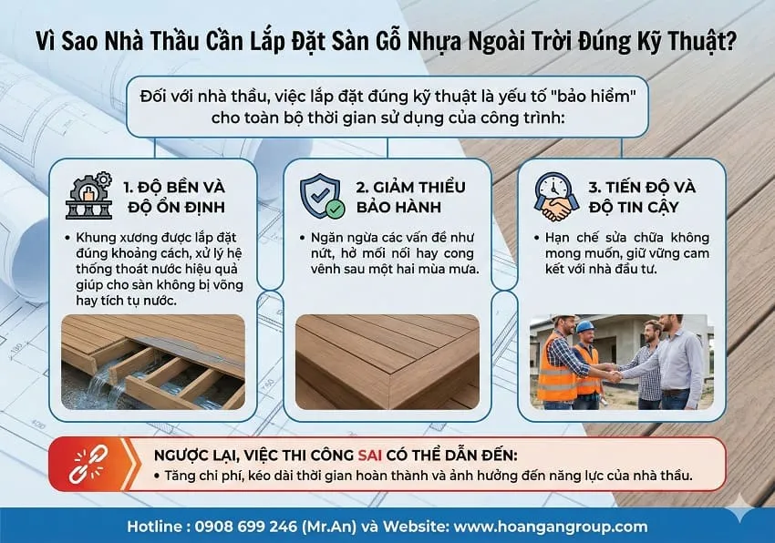 Vì Sao Nhà Thầu Cần Lắp Đặt Sàn Gỗ Nhựa Ngoài Trời Đúng Kỹ Thuật?