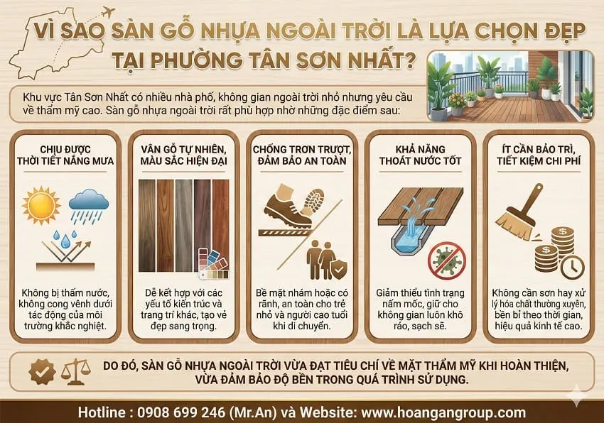 Vì Sao Sàn Gỗ Nhựa Ngoài Trời Là Lựa Chọn Đẹp Tại Phường Tân Sơn Nhất?