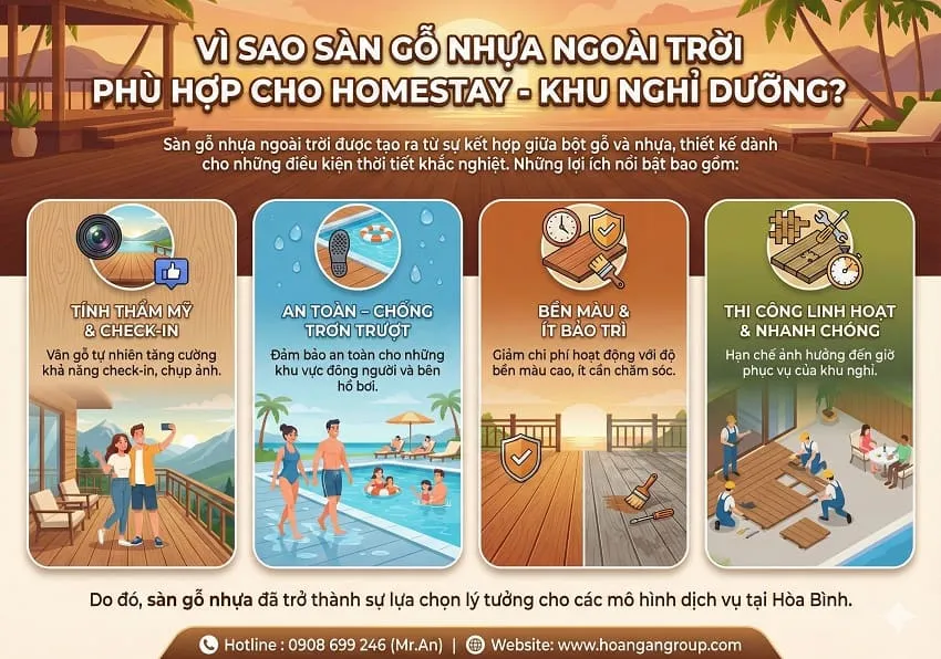 Vì Sao Sàn Gỗ Nhựa Ngoài Trời Phù Hợp Cho Homestay - Khu Nghỉ Dưỡng? Vì Sao Sàn Gỗ Nhựa Ngoài Trời Phù Hợp Cho Homestay - Khu Nghỉ Dưỡng?