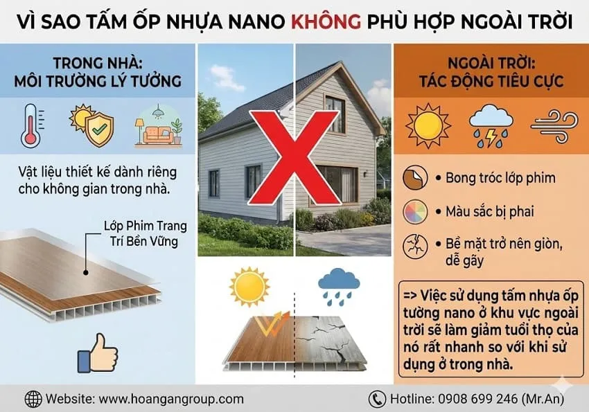 Vì Sao Tấm Ốp Nhựa Nano Không Phù Hợp Ngoài Trời