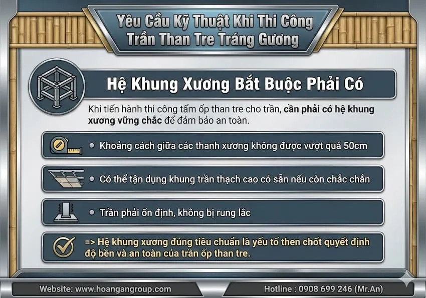 Yêu Cầu Kỹ Thuật Khi Thi Công Trần Than Tre Tráng Gương