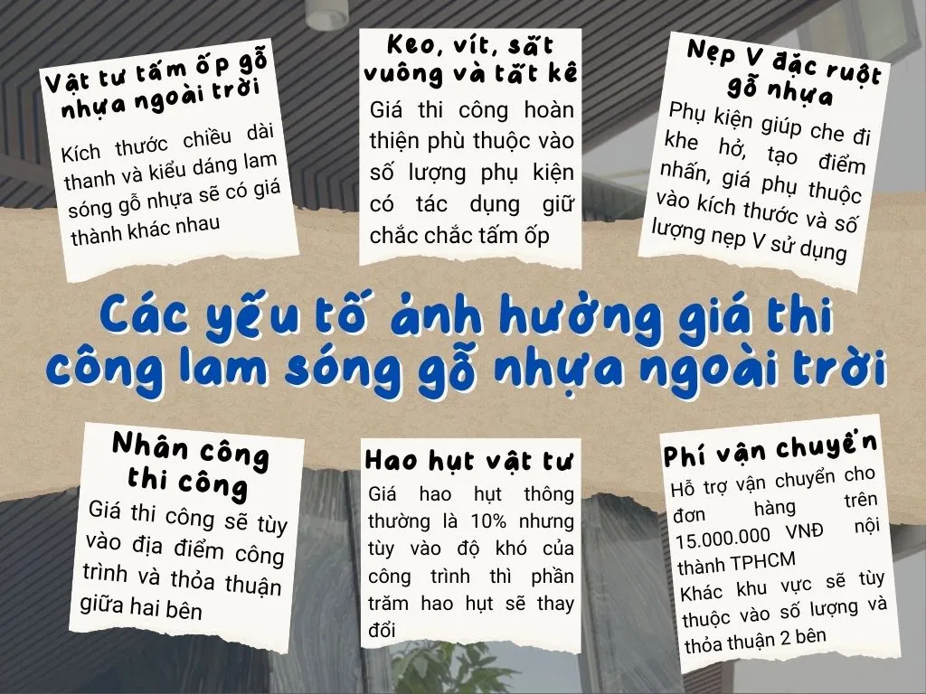 Các Yếu Tố Ảnh Hưởng Đến Giá Thi Công Hoàn Thiện Lam Sóng Gỗ Nhựa Ngoài Trời